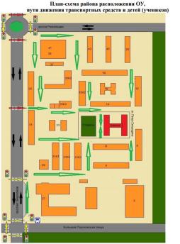План-схема района расположения ОУ, пути движения транспортных средств и детей (учеников)